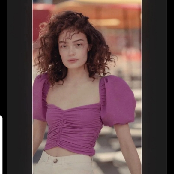 Zara Tops - ZARA Ruched Balloon Sleeve Top